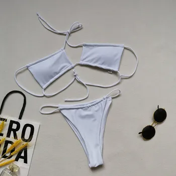 Maudymosi kostiumėliai Moterims, 2021 Mados Seksualus Karšto Pardavimo Bandeau Tvarstis Bikini Vientisų Spalvų Rinkinį, Push-up Brazilijos maudymosi Kostiumėliai Paplūdimio maudymosi kostiumėlį