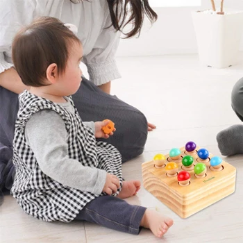 Medinė Mini Vaikų Pastato Peg Lėlės Žaislas Lizdas Tinka Darželį Anksti Švietimo Blokuoti Žaislas