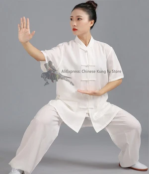 Medvilnės Mišiniai chi Kostiumas Kung fu Wing Chun Vienodos Kovos menų Wushu Drabužiai, Striukė ir Kelnės