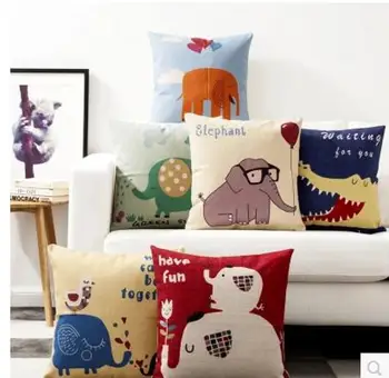 Mielas animacinių filmų dramblys gyvūnų spausdinti cushoin padengti vaikai dekoratyvinis mesti pagalvę padengti sofa juosmens užvalkalas namų dekoro