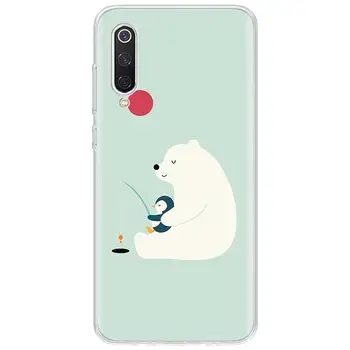 Mielas Pingvinas Poliariniai Lokys Telefoną Atveju Xiaomi Redmi Pastaba 9s 8T 8 7 6 6A 8A 5 Pro Mi 9 8 CC9 10 K30 K20 F1 5X 6X Padengti Coque