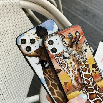 Mielas žirafa telefono atvejais silikono Juoda TPU Atgal Soft case For iphone 11pro max 7plus 7 8 plius XR 6 6plus 5S 5 XS X SE 2020 Atveju