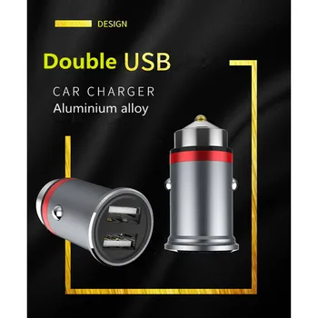 Mini USB Dual 24V Automobilinis Įkroviklis 3.1 Greito Įkrovimo 2 Port USB Telefonas, Greitas Įkroviklis Metalo Automobilinis USB Lizdas, Adapteris, Automobilio Aksesuaras
