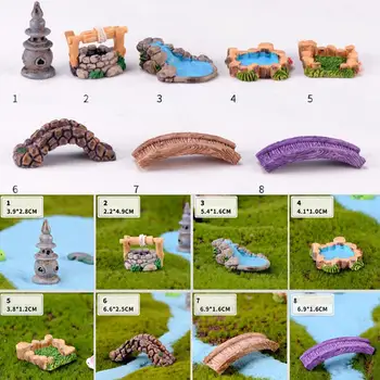 Miniatiūrinis Sodas Ornamentu Bei Tvenkinys, Tiltas, Micro Kraštovaizdžio Dervos Amatų už Microlandscape Lėlių Namų, Sodo Puošmena