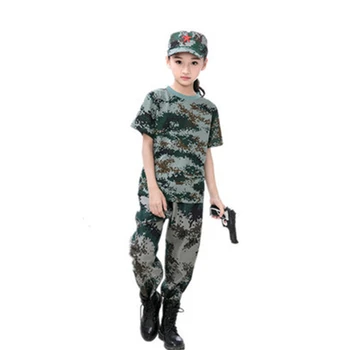 Mokymo Karinės Uniformos Vaikams Lauko Taktinių Kariuomenės Kamufliažas Kostiumas Trumpomis Rankovėmis Berniukams Kovoti Su Kvėpuojantis Medžioklės Drabužių