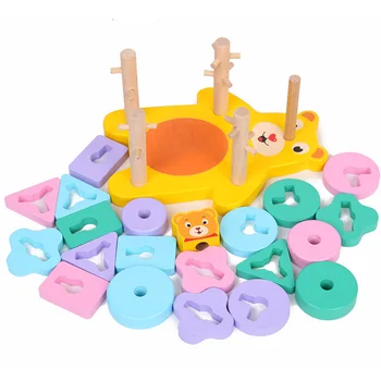 Montessori žaislas Geometrinės Formos Vaikų Penkis Stulpelius Medinius Žaislus Montessori Ankstyvojo Ugdymo Įspūdį Animacinis Žaislas, Dovanos