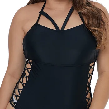 Moteris Plius dydis maudymosi kostiumėlį 2020 vientisi Maudymosi Kostiumas Moterims Didelis Juodas Plaukimo Derliaus Bather Moterų maudymosi Kostiumėliai, Lašas laivybos