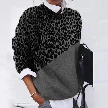 Moterų Derliaus Kiaulpienių Spausdinti Megztinis 2021 Elegantiškas Atsitiktinis O-Kaklo Viršūnes Puloveriai Ponios Mados Ilgomis Rankovėmis Megztiniai Streetwear