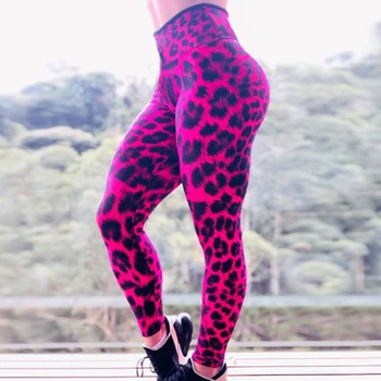 Moterų Leopardas Spausdinti Jogos Kelnes, Moterų Fitneso Antblauzdžiai Treniruotės Sporto Veikia Antblauzdžiai Sexy Push Up Salė, Dėvėti Elastinės Slim Kelnės