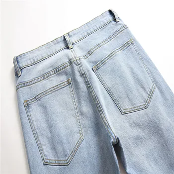 Mėlynas Dizainas Spalvinga Dažytos Ripped Jeans Populiarus Logotipą, Ištiesk Ranką-Dažytos Kelnės Vasarą Vyrams