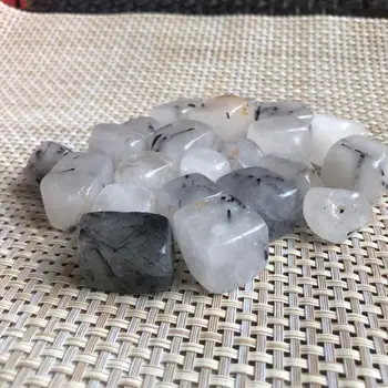 Natūralių juodų Plaukų Kvarcas Rutilated Kristalų žvyro Kubą rough stone mineralinis pavyzdys namų puošybai
