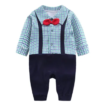 Naujagimio berniukų drabužiai džentelmenas jumpsuit pavasario kūdikių naujagimių romper cardigan pavasario medvilnės romper kūdikiams 3M kūdikių drabužiai.