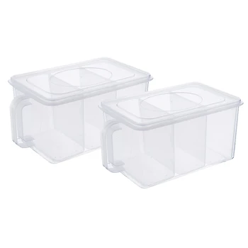 NAUJAS-2 Pakuotės Plastikinės Sandėliavimo Konteineriai su Nuimamu Dėžes Dirbti Maisto produktų Laikymo Organizatorius Dėžučių su Dangteliais, skirtų Šaldytuvas Kabinetas