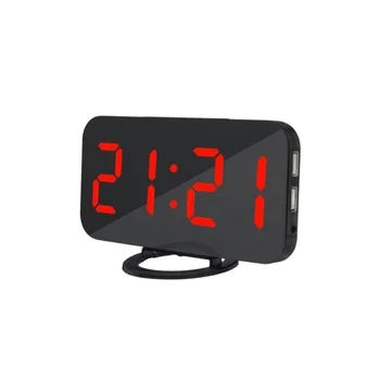 Naujas Atvykimo Daugiafunkcis Skaitmeninis Laikrodis LED Veidrodis, Laikrodis Atidėjimo Laiko Rodymas LCD Stalas Desktop Įkrovimo naktinė lempa Veidrodis