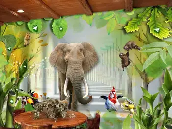 Naujas Custom 3D Didelės Freskos Tapetai, cartoon kids gražus gamtovaizdis, miškas dramblys vaikų kambarys, TV Foną gyvenimo Miegamasis