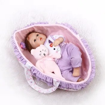 Naujas dizainas 40cm Minkšto Silikono Lėlės Reborn Baby Žaislas wiht krepšelį kūdikiui, Naujagimiui Gimtadienio Dovana Vaikui prieš Miegą, Anksti Educa