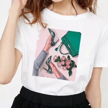 Naujas estetines Meno modelio spausdinimo harajuku marškinėliai moterims estetinės drabužius 2020 metų vasaros trumpomis rankovėmis mielas viršūnes pagrindinio marškinėlius Atsitiktinis