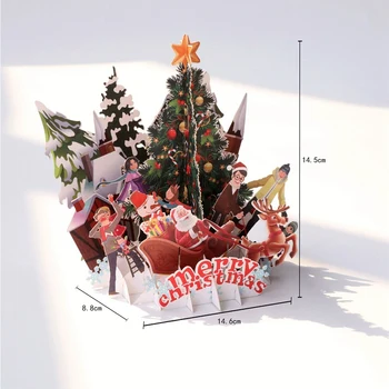 Naujas Merry Christmas 3D Pasirodančių Lankstymo atvirukas Atostogų Kvietimą Korteles Su Atviruką Voke Kalėdų atvirukas
