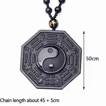 Naujas, Natūralus Juodasis Obsidianas Yin Yang Taiji Apkalbų Pasisekė Amuletas Pakabukas Karoliukai Grandinės Karoliai Moterims, Vyrams Kinijos Papuošalai