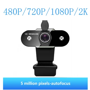 Naujas Webcame 1080P Full HD 30FPS Platus Kampas, USB Kamera Su Privatumo Padengti Mic Web Cam Kompiuterių PC Konferencijos Web Kamera