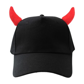 Naujovė Juokingas Velnias Jautis Ragų Beisbolo kepuraitę nuo Saulės Helovinas Šalis Snapback Skrybėlę M5TE