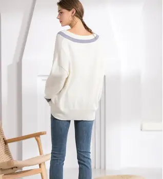 Naujų 2020 m. Rudens Žiemos moteriški Megztiniai V-Kaklo Megztinis korėjos Minimalistinio Stiliaus Atsitiktinis Moterų Džemperiai CL593