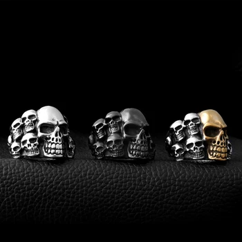 Nerūdijančio plieno skeletas kaukolės vyrų žiedas, nerūdijančio plieno, kietas papuošalai