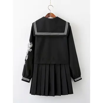 NiceMix gotikos rinkiniai jk vienodas japonų dviejų dalių rinkinys moterims, juodi marškinėliai ir sijonas moterims streetwear komplektus preppy vasaros rinkiniai