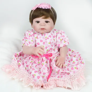NPK LĖLĖS Bebe atgimsta nekilnojamojo visą silikono kūdikių lėlės, žaislai vaikams, dovana 22 colių 55cm rožinė suknelė nustatyti vaikiška lėlė