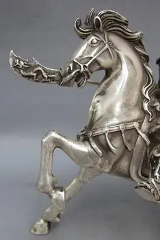 Parengti Kinijos Charakteristikos rankų darbo Tibeto sidabras statula karys, dievas Guan Yu Žirgais