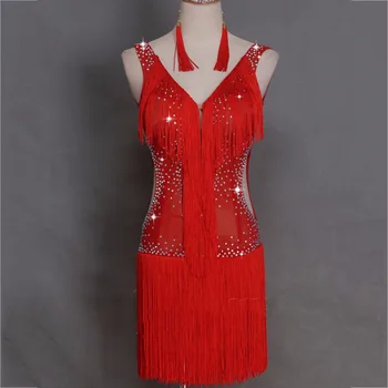 Pateikti Lotynų Šokių Suknelės Damoms Rožinė Raudona Kutas Ne Kalnų Krištolas Sijonai Moterims Pramoginiai Roupas Infantil Italija Šokių Suknelė