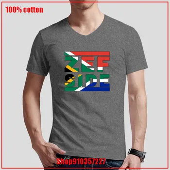 Pietų Afrikos Vėliava Die Antwoord Zef Pusėje Vyrų, V-neck Tee mados Užsakymą marškinėliai Vyrams Aukštos Kokybės Vasaros Stiliaus Karštą Vasaros T-shirt