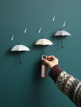 Plastikiniai minimalistinio raktų pakabukas stiprus keliamoji apdaila sienos kabo durų kabykla kūrybos skėtis klijais, kablys