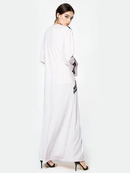 Plus Size Musulmonų Stilius Spausdinti Suknelė Maxi Ilgas Moterų Megztinis Sukneles Pavasario Vasaros Prarasti Elegantiškas Femme Skraiste CM119