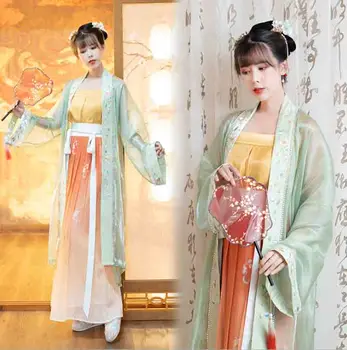 Prabanga Hanfu Moterų Kinijos Tradicinės Gradientas Oranžinė Suknelė Fantasia Moterų Cosplay Kostiumų Vasaros Mados Hanfu Moterims