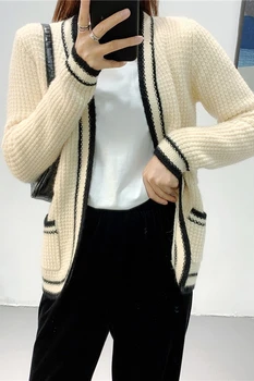 Purus jaunų Moheros klasikinis megztas megztinis moterims rudens žiemos prarasti šiek tiek baltas megztinis kailis švelnus