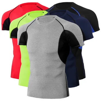 Quick Dry Veikia Marškinėliai Fitneso Stora Futbolo JerseysCompression Top marškinėliai Sportas Marškinėliai Vyrams Salė Tee Marškinėliai Rashgard