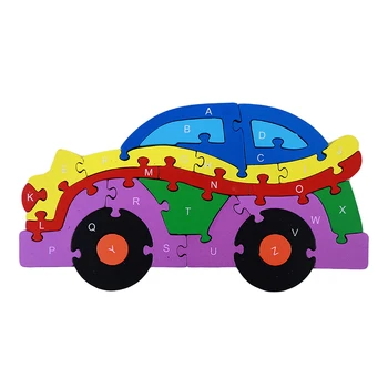Raidės ir Skaičiai Švietimo Medinė Dėlionė Žaislas Vaikams, Medienos Medžiagos Įspūdį Traukinių Transporto priemonės Žaislas Vaikams Kalėdų Dovana