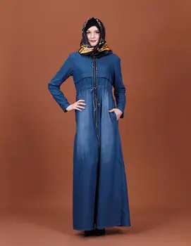 Ramadanas Moterims, Ilgą Musulmonų Suknelės Islamo Dubajus Kaftan Abaja Moterų, Musulmonų Ir Islamo Aprangos Drabužių Lady Džinsinio Maxi Ilga Suknelė