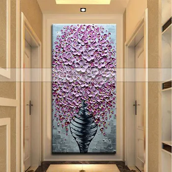 Rankomis Dažyti Spalvų Kraštovaizdžio Quardro Aliejaus Tapybos Drobės Paveikslai Šiuolaikinių Dramblių Nuotrauką Namų Dekoro Pink Gėlių Tapyba
