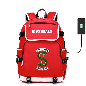 Riverdale Pietų Pusėje Žalčių RHS R Kuprinė Mados USB įkrovimo Nešiojamas Pečių Krepšiai Keliauti Mokyklos Maišą Bookbags