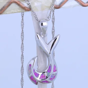 ROLILASON mielas slidinėti sidabro spalvos rožinis opalas mados karoliai pakabukas vestuvių dovana moterims dizaino OP829