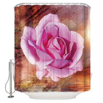 Rose Pink Gėlių Vonios, Dušo Užuolaidos Miltligė-atsparūs Vonios kambarys Dekoro Rinkiniai