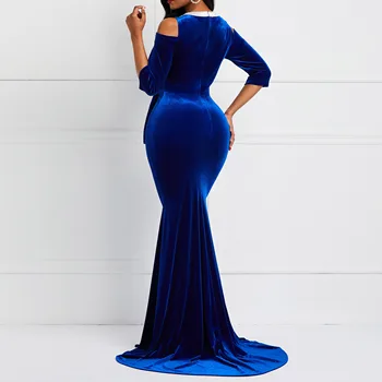 Royal Blue Undinė Derliaus Prabanga, Seksualios Moterys Šalis Suknelė Plius Dydis Ilga Suknelė Bodycon Vestuves Vakare Maxi Suknelės Žiemą