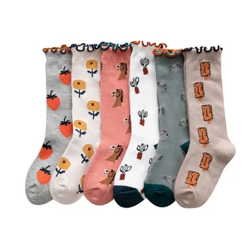 Rudenį ir žiemą nauja vaikų kojinės animacinių filmų kūdikių kojinės mielas vaisių žakardo kūdikių krūva kojinių mediniai ausies pusėje vaikų kojinės