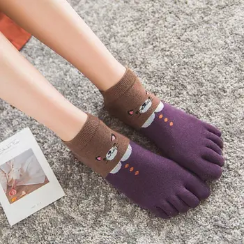 Rudenį ir žiemą naujų animacinių filmų penkių pirštų moterų kojinės medvilnės mielas split toe kojinės Japonijos kojų kojinės žemų dažnių trumpas vamzdis