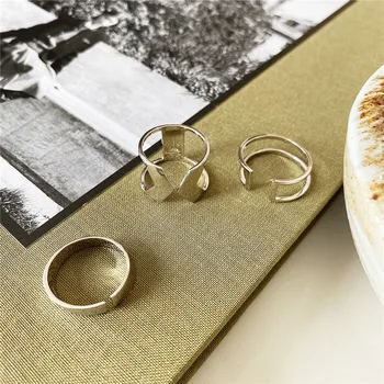 RUIYI Nekilnojamojo 925 Sterlingas Sidabro prancūzų Stiliaus Moteris Minimalistinio Žiedų Plotis Rodyklių Dvigubas Ratas Žiedai Moterų Vestuvių Fine Jewelry