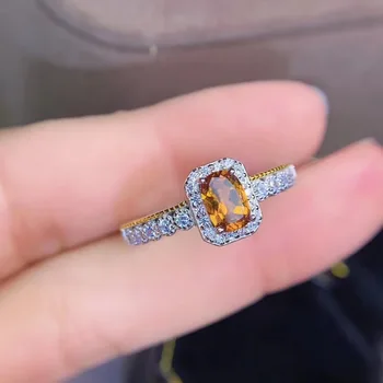 Ryškus Oranžinis Granatas žiedas Gamtos nekilnojamojo raudonas granatas partschinite Žiedas 925 sterlingas sidabro Fine jewelry