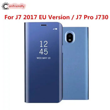 Samsung Galaxy J7 2017 / J7 Pro SM-J730 Coque Prabanga Peržiūrėti Smart Veidrodis, Flip Telefonas Padengti Atveju 