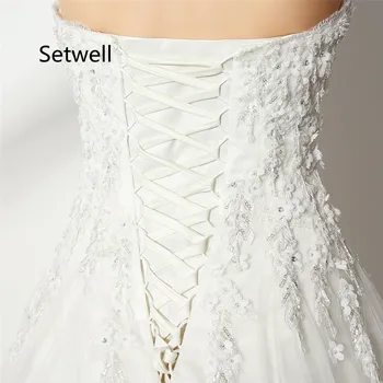 Setwell Aukštos Kokybės Nėrinių Aplikacijos Vestuvių Suknelės, Seksualus Stebėjimo Nėriniai Atgal Vestuvių Suknelė Kamuolys Suknelė Vestuvių Suknelė